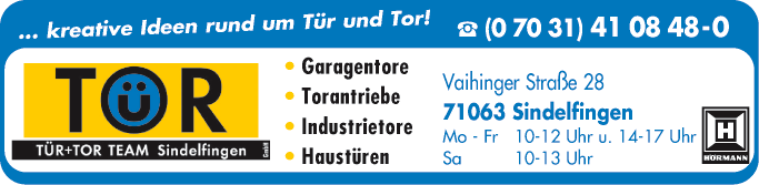 Anzeige TÜR + TOR TEAM Sindelfingen GmbH