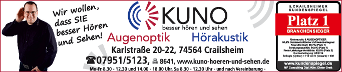 Anzeige Optik KUNO Augenoptik und Hörakustik GmbH