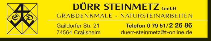 Anzeige Dürr Steinmetz GmbH