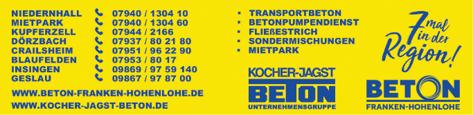Anzeige Transportbeton Beton Franken-Hohenlohe
