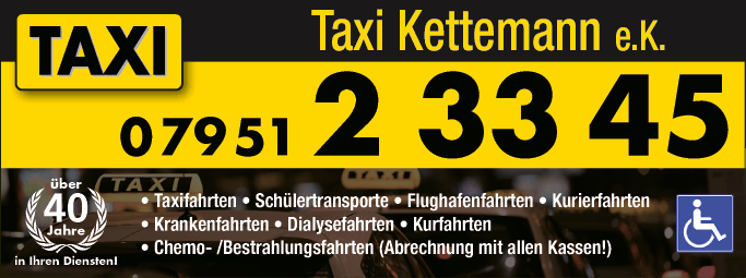 Anzeige Taxi Kettemann