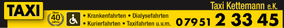 Anzeige Taxi Kettemann e.K.