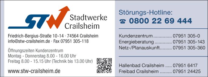 Anzeige Stadtwerke Crailsheim GmbH