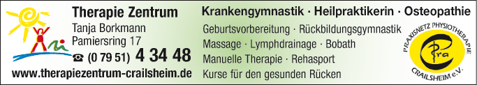Anzeige Therapie Zentrum Krankengymnastik Borkmann