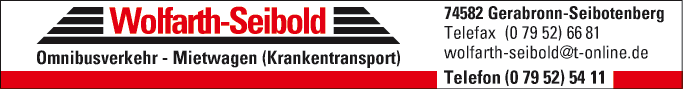 Anzeige Wolfarth Seibold Omnibusverkehr - Mietwagen