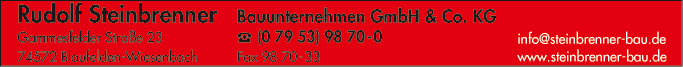 Anzeige Steinbrenner Rudolf Bauunternehmen GmbH & Co. KG