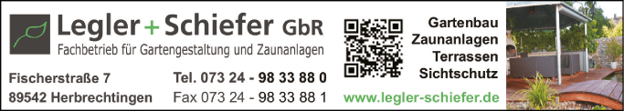 Anzeige Garten- u. Landschaftsbau Legler + Schiefer GbR