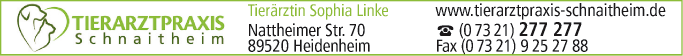 Anzeige Tierarztpraxis Schnaitheim - TÄ Sophia Linke