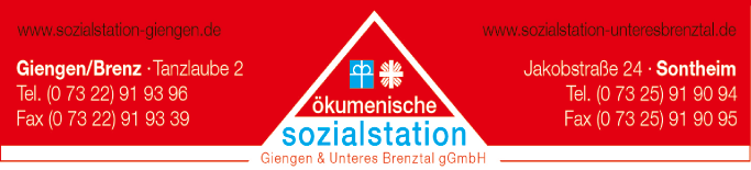 Anzeige Ökumenische Sozialstation Giengen und Unteres Brenztal GmbH