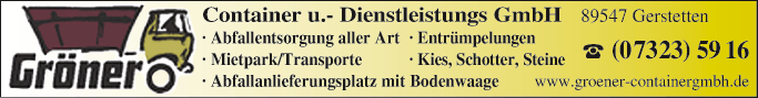 Anzeige Gröner Container- und Dienstleistungs-GmbH