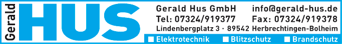 Anzeige Gerald Hus GmbH Elektrotechnik