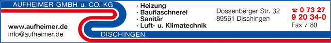 Anzeige Aufheimer Heizung-Sanitär GmbH u. Co. KG
