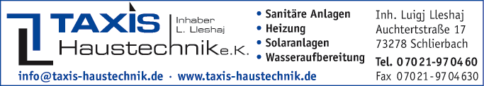 Anzeige Taxis Haustechnik e.K. Inh. L. Lleshaj