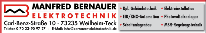 Anzeige Elektrotechnik Bernauer Manfred