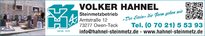 Anzeige Volker Hahnel Steinmetz- und Bildhauermeister