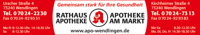 Anzeige Rathaus Apotheke / Apotheke am Markt