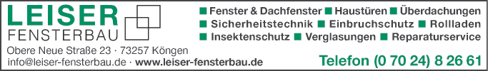 Anzeige Fensterbau Leiser GmbH