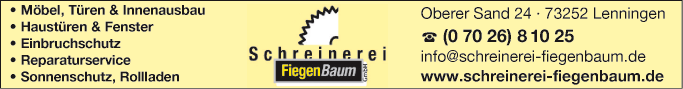 Anzeige Fiegenbaum Schreinerei GmbH