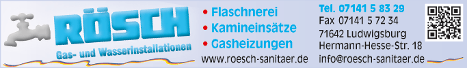 Anzeige Andreas Rösch Gas- und Wasserinstallationen