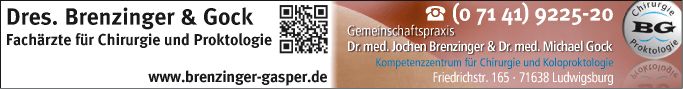 Anzeige Brenzinger u. Gock Dres.med. FÄ für Chirurgie und Proktologie