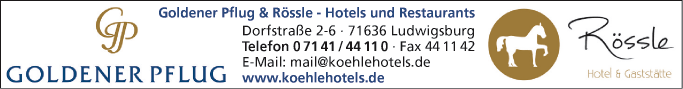 Anzeige Hotel & Restaurant Goldener Pflug
