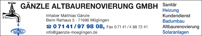 Anzeige Gänzle Altbaurenovierung GmbH