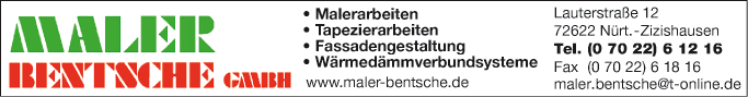 Anzeige Maler Bentsche GmbH