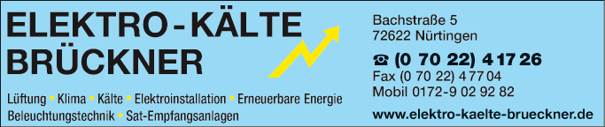 Anzeige Elektro-Kälte Brückner