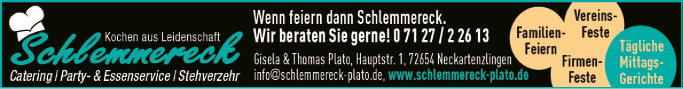 Anzeige Schlemmereck Gisela Plato