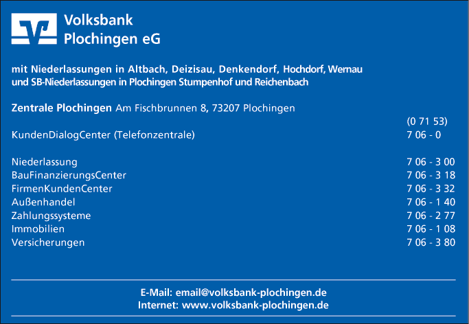 Anzeige Volksbank Plochingen eG