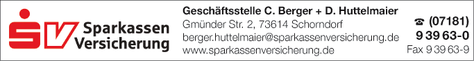 Anzeige SparkassenVersicherung C. Berger & D. Huttelmaier