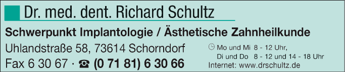 Anzeige Dr. med. dent. Richard Schultz
