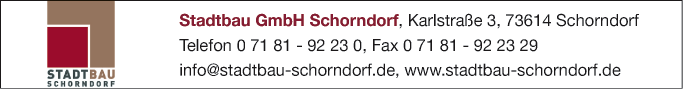 Anzeige Stadtbau GmbH Schorndorf