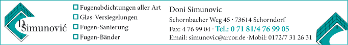 Anzeige Doni Simunovic Elast - Fugenabdichtungen