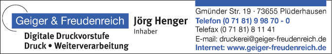 Anzeige Druckerei Geiger & Freudenreich