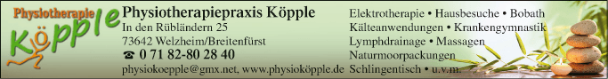 Anzeige Physiotherapie Köpple Corina