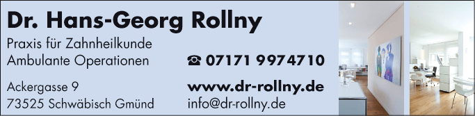 Anzeige Rollny Hans-Georg Dr. Praxis für Zahnheilkunde