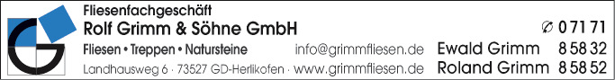 Anzeige Grimm Rolf u. Söhne Fliesenfachgeschäft GmbH