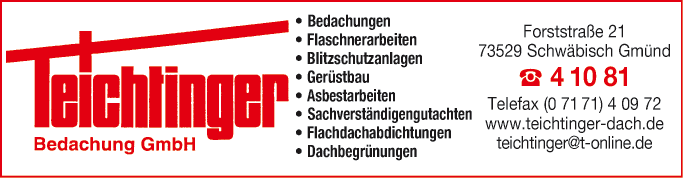 Anzeige Teichtinger Bedachungen GmbH