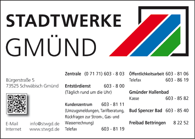 Anzeige Stadtwerke Schwäbisch Gmünd GmbH