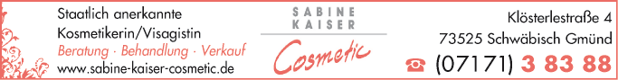 Anzeige Cosmetic Sabine Kaiser