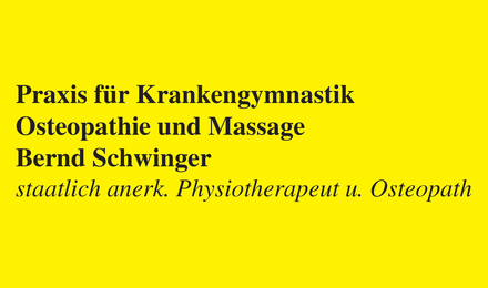 Kundenlogo von Praxis für Krankengymnastik - Osteopathie und Massage , Bernd Schwinger