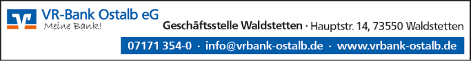 Anzeige VR-Bank Ostalb eG Geschäftsstelle Waldstetten