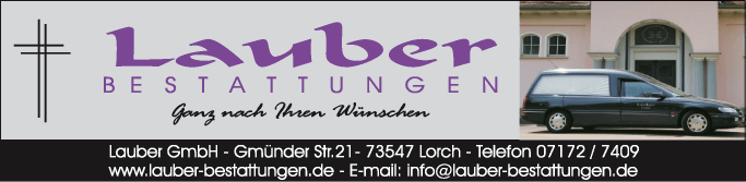 Anzeige Lauber GmbH Bestattungen
