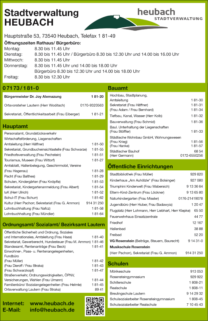 Anzeige Stadtverwaltung Heubach