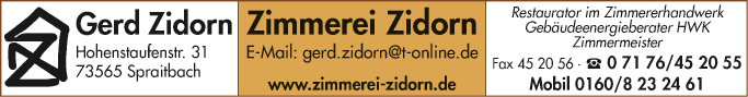 Anzeige Zidorn Gerd