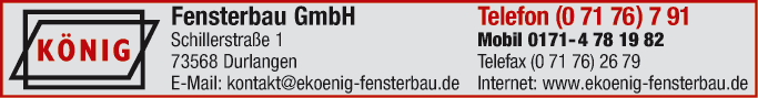 Anzeige Fensterbau König GmbH