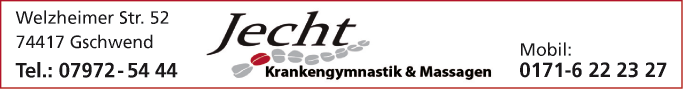Anzeige Jecht Krankengymnastik und Massagen