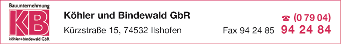 Anzeige Bauunternehmen Köhler u. Bindewald GbR