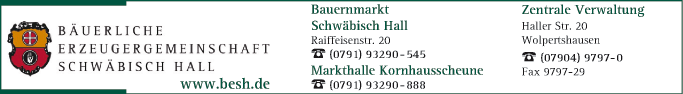 Anzeige Bauernmarkt Schwäbisch Hall